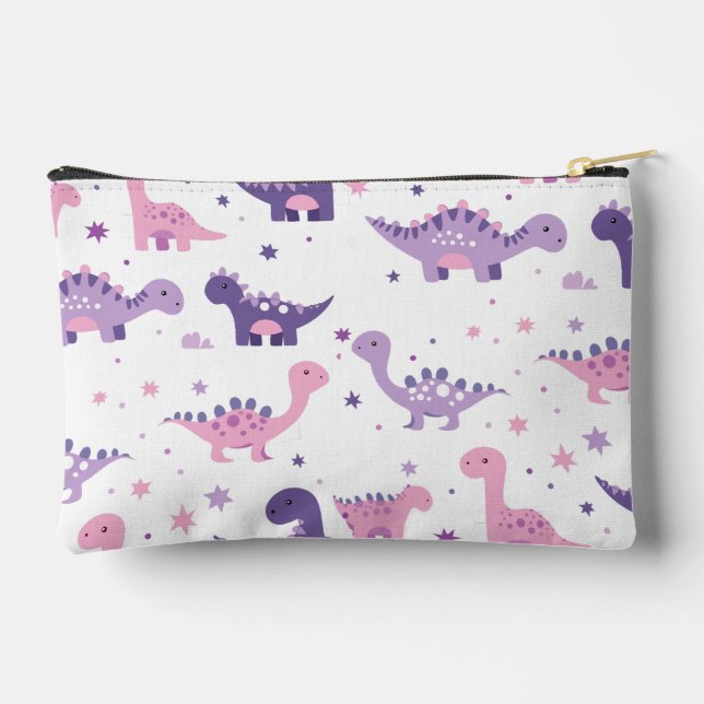 Purple Dinosaur Pencil Case for Girls  Accessory Pouch (Back)