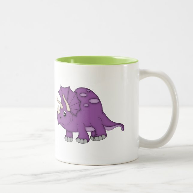 Purple Dinosaur+Personalize Name Two-Tone Coffee Mug (Right)