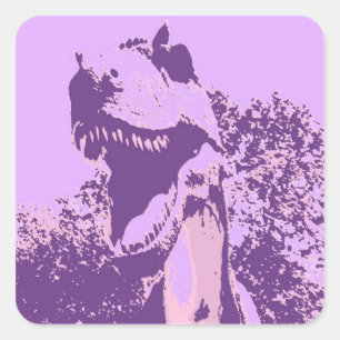 Purple Dinosaur T-Rex Square Sticker