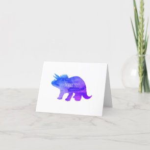 Purple Dinosaur Triceratops Letterpress Thank You Card