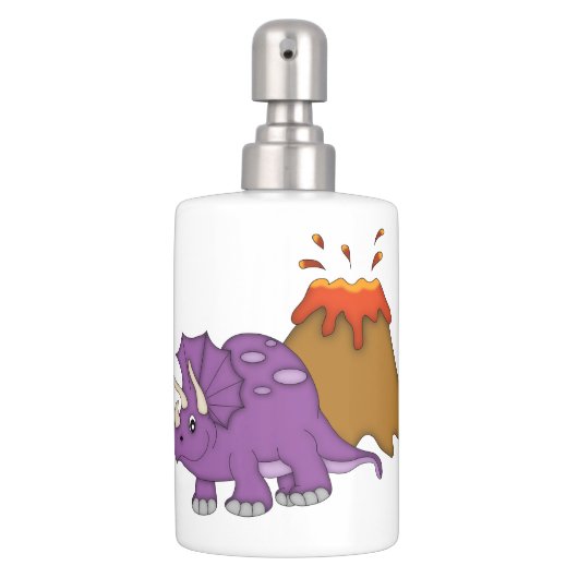 Purple dinosaur/Triceratops+Volcano Bath Set (Front)