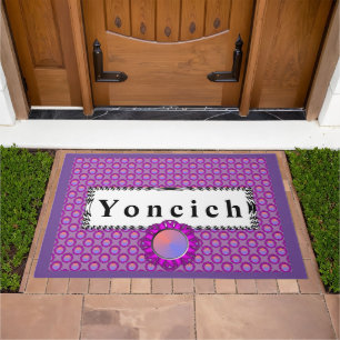 Purple Disc Ribbon by Kenneth Yoncich Doormat