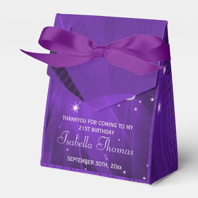 Purple Disco Ball and Sparkle Heels Favor box (Front Side)