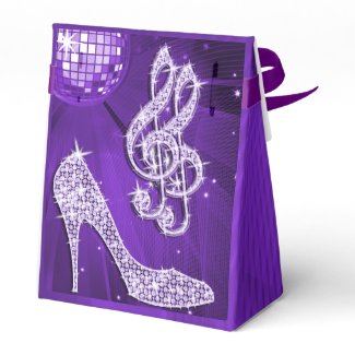Purple Disco Ball and Sparkle Heels Favor box
