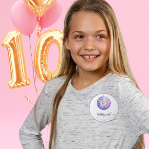 Purple Disco Ball Double Digit Birthday Clothes Button