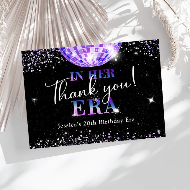Purple Disco Ball In My Birthday Era Thank You Card (Creator Uploaded)