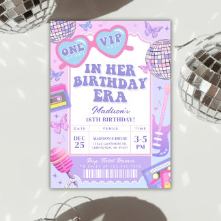 Purple Disco In My Birthday Era Birthday Invitation