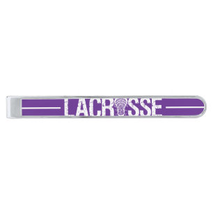 Purple Distressed Lacrosse Silver Finish Tie Bar