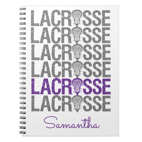 Purple Distressed Lacrosse Word Notebook
