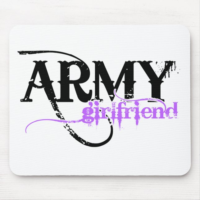 Purple Distressed Lettering Army Girlfriend Mouse Pad (Front)