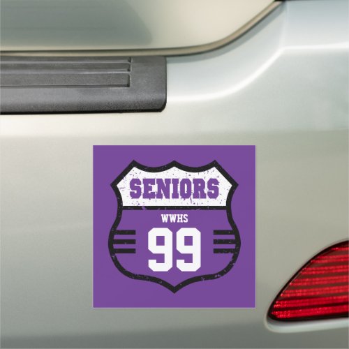 Purple Distressed Seniors Road Sign