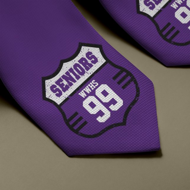 Purple Distressed Seniors Road Sign Neck Tie (Creator Uploaded)