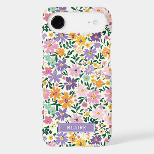 Purple Ditsy Flowers Monogrammed iPhone 17 Air Case