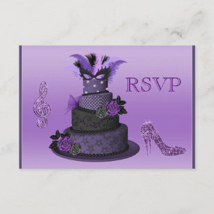 Purple Diva Cake, Sparkle High Heels RSVP Card