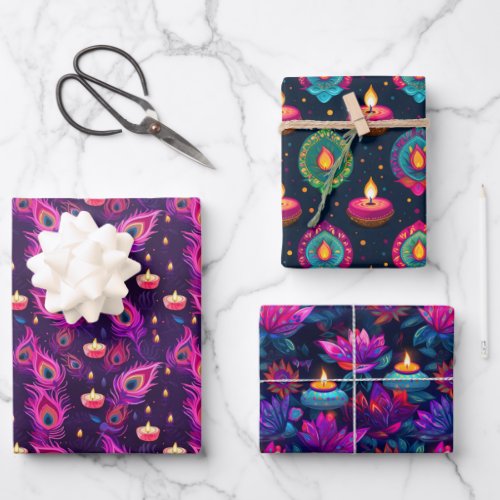 Purple Diwali  Wrapping Paper Sheets