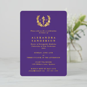 Purple Doctor of Osteopathic Medicine Graduation Foil Invitation