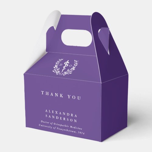 Purple Doctor of Osteopathy Asclepius Favor Boxes