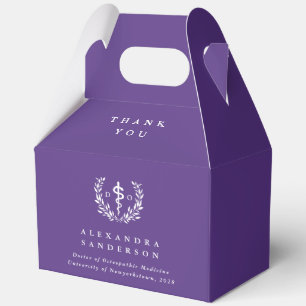 Purple Doctor of Osteopathy Asclepius Favor Boxes