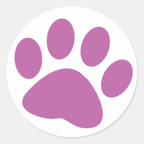 Purple Dog Animal Paw Print Classic Round Sticker