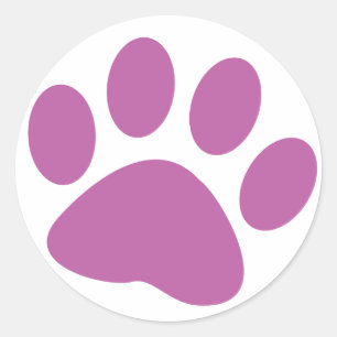 Purple Dog Animal Paw Print Classic Round Sticker
