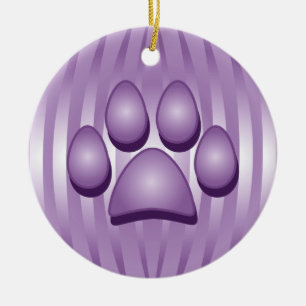 Purple Dog Bone and Paw Christmas Ornament