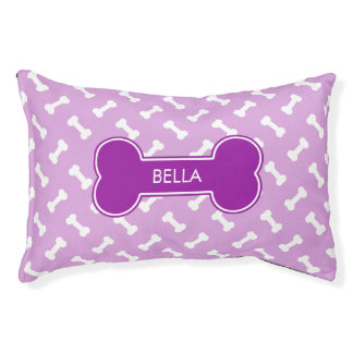 Purple Dog Bone With Pet's Own Name Pet Bed