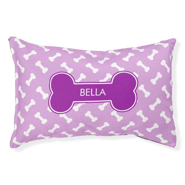 Purple Dog Bone With Pet's Own Name Pet Bed (Front)