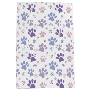 Purple Dog Paw Medium Gift Bag