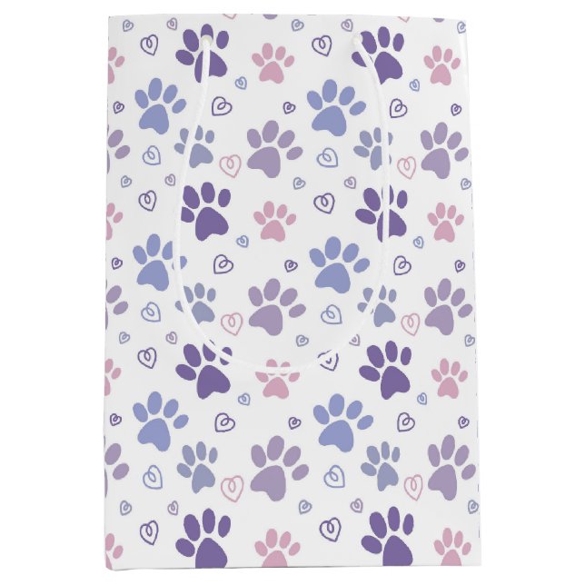 Purple Dog Paw  Medium Gift Bag (Front)