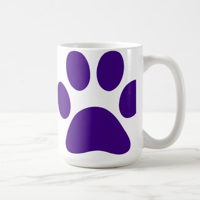 Purple Dog Paw Print Customizable Coffee Mugs (Right)