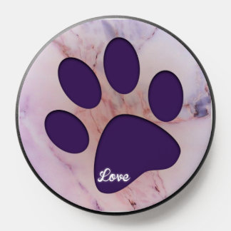 Purple Dog Paw Print Love Minimal Aesthetic Design PopSocket