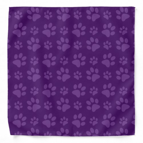 Purple dog paw print pattern bandana