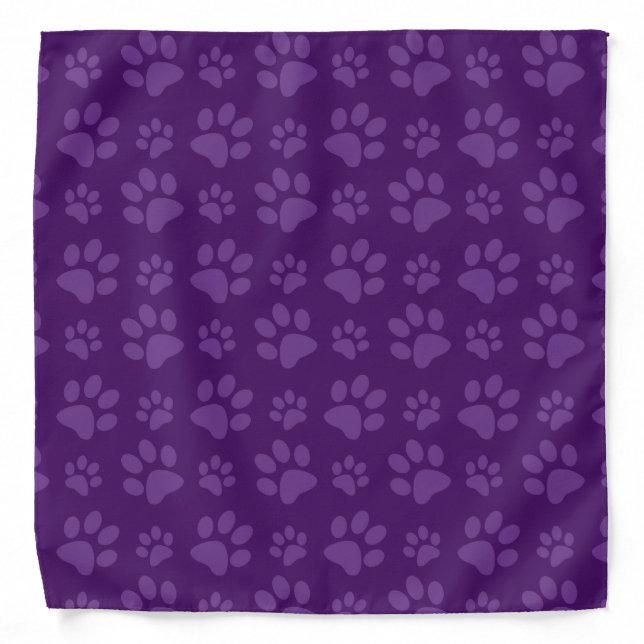 Purple dog paw print pattern bandana (Front)