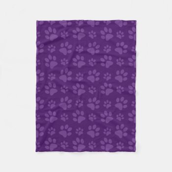 Purple Dog Paw Print Pattern Fleece Blanket by Brothergravydesigns at Zazzle