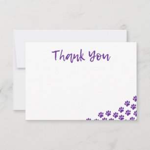 Purple Dog Paw Prints Dog Birthday Thank You Pet Note Card
