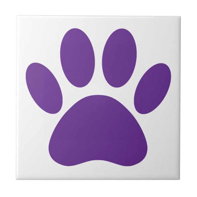 Purple Dog Pawprint Square Ceramic Tile (Front)