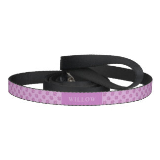 Purple Dog Paws Pattern With Custom Name Pet Leash