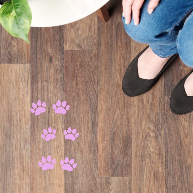 Purple Doggie Paw Prints Floor Decals (Floor)