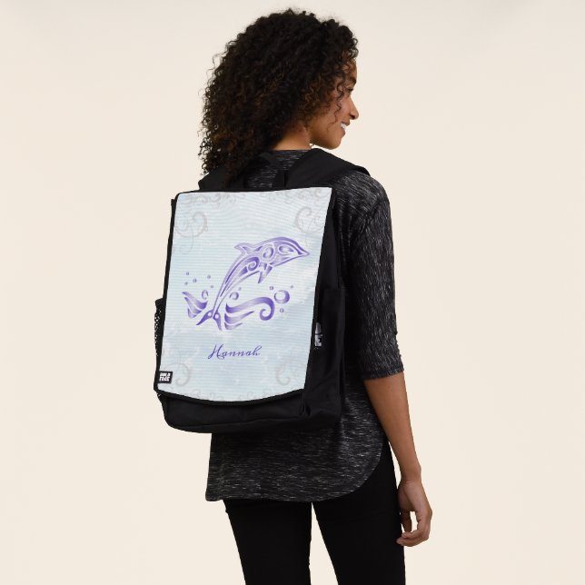 Purple Dolphin Personalized Backpack (Worn)