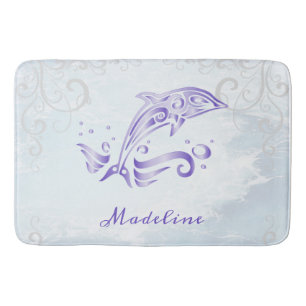 Purple Dolphin Personalized Bath Mat