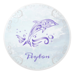 Purple Dolphin Personalized Ceramic Knob