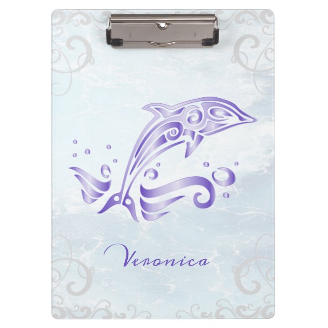 Purple Dolphin Personalized Clipboard (Front)