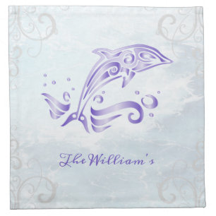 Purple Dolphin Personalized Cloth Napkin