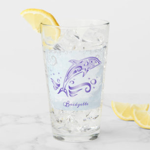 Purple Dolphin Personalized Glass