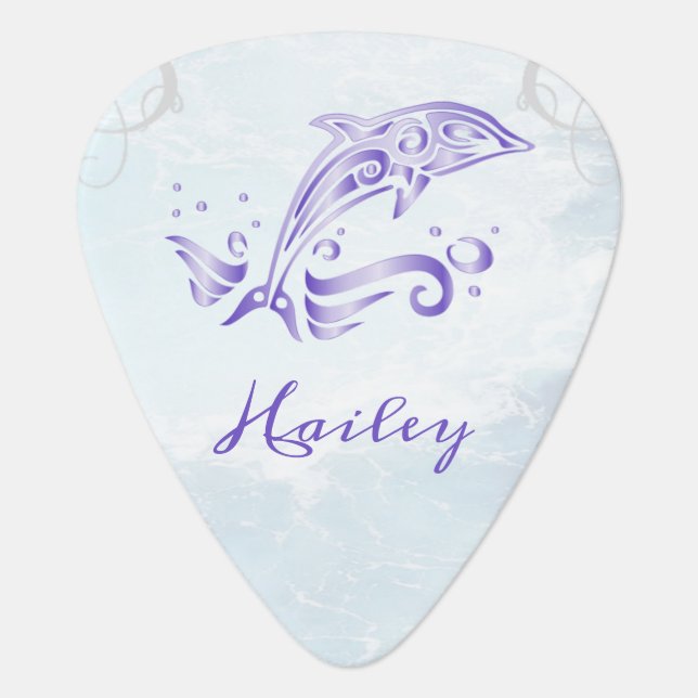 Purple Dolphin Personalized Guitar Pick (Front)