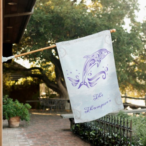Purple Dolphin Personalized House Flag