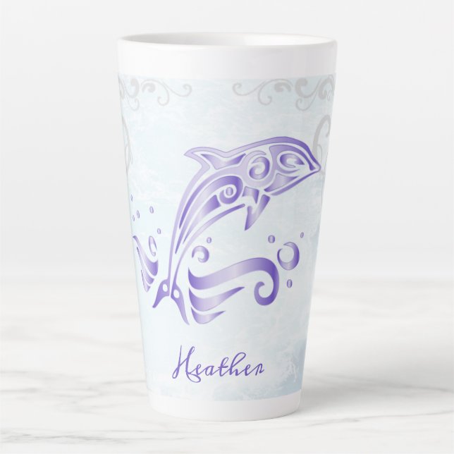 Purple Dolphin Personalized Latte Mug (Front)