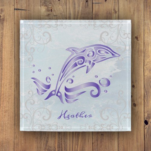 Purple Dolphin Personalized Paperweight