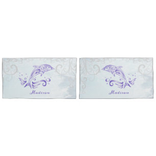 Purple Dolphin Personalized Pillow Case