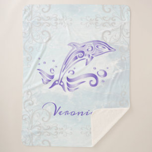 Purple Dolphin Personalized Sherpa Blanket